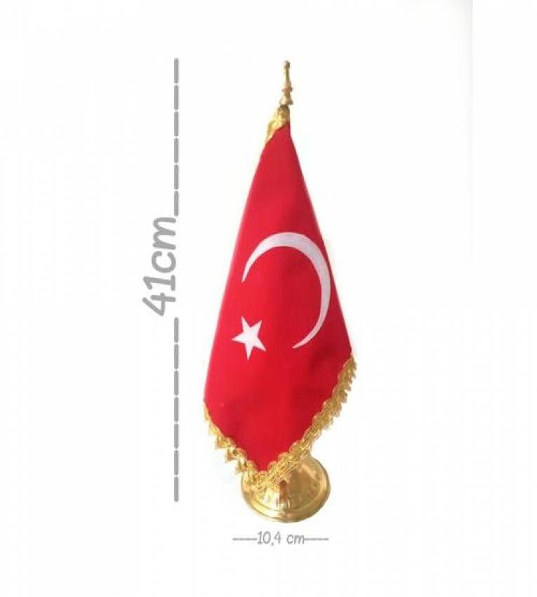 Drapeau  41cm Turquie  de Bureau en Cuivre